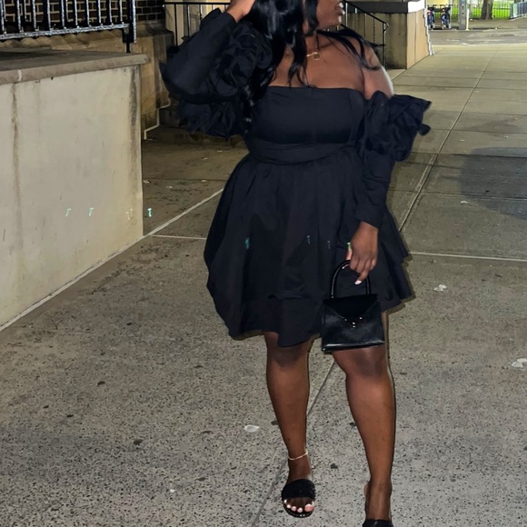 Elegant Tiered Mini Dress - Black - Picture 5 of 5